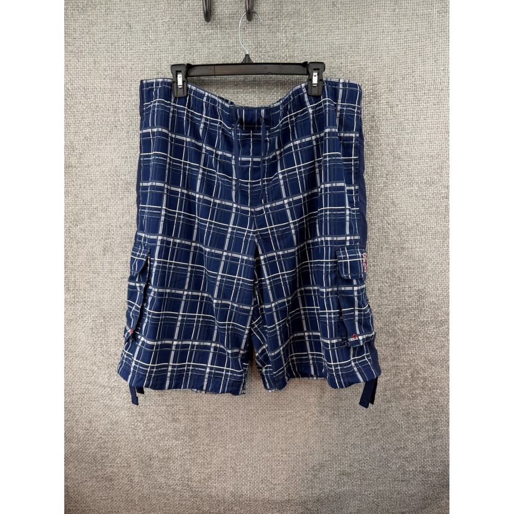 Nike Boston Red Sox MLB Cargo‎ Shorts Mens XL Navy Blue Plaid Check 22313X-RX7